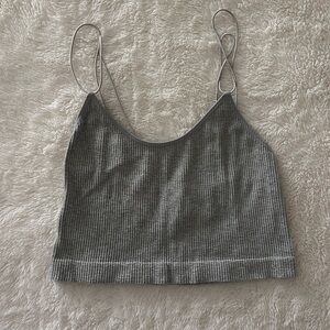 Gray Ribbed Women's Crop Top